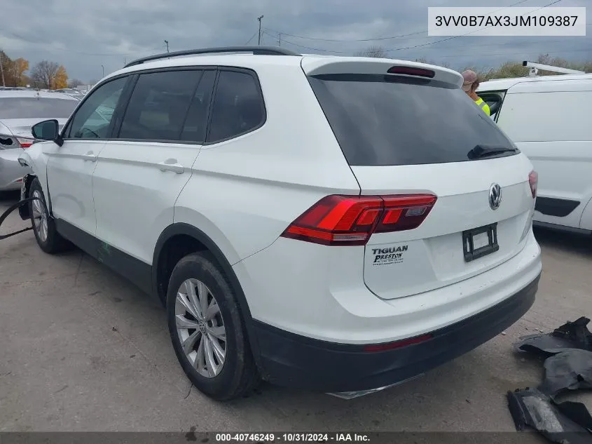 2018 Volkswagen Tiguan 2.0T S VIN: 3VV0B7AX3JM109387 Lot: 40746249