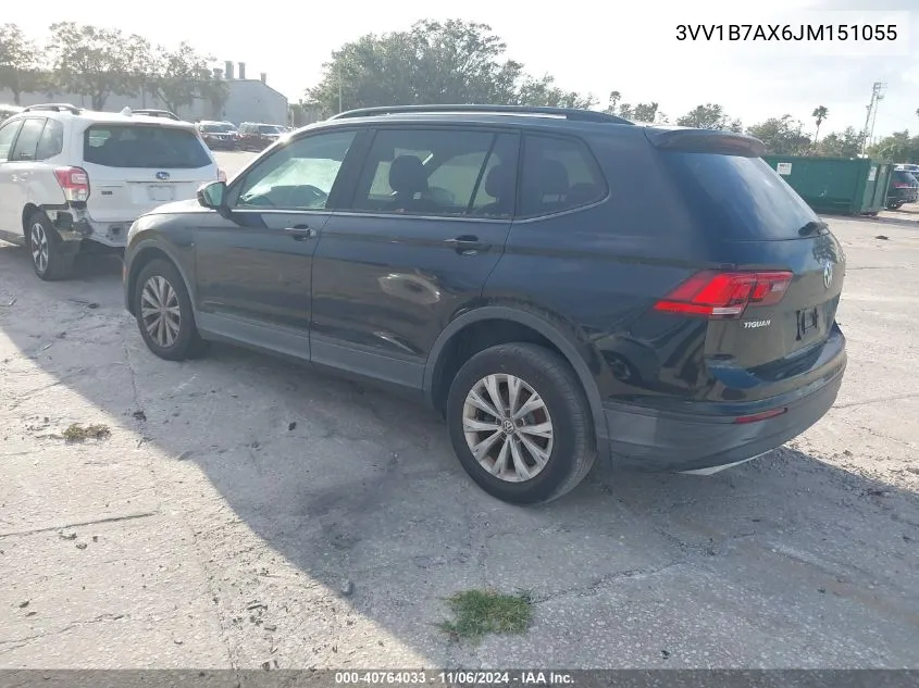 2018 Volkswagen Tiguan 2.0T S VIN: 3VV1B7AX6JM151055 Lot: 40764033