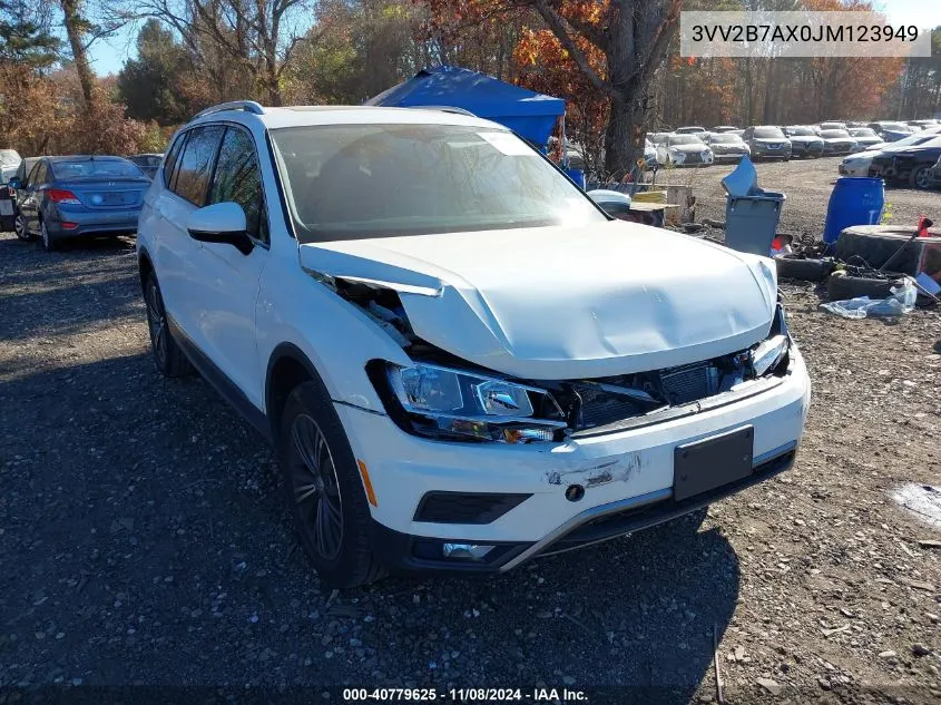 2018 Volkswagen Tiguan 2.0T Se/Sel VIN: 3VV2B7AX0JM123949 Lot: 40779625