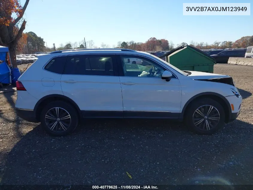 2018 Volkswagen Tiguan 2.0T Se/Sel VIN: 3VV2B7AX0JM123949 Lot: 40779625