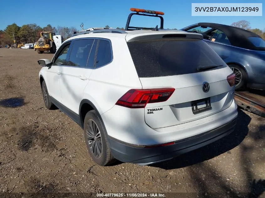 2018 Volkswagen Tiguan 2.0T Se/Sel VIN: 3VV2B7AX0JM123949 Lot: 40779625