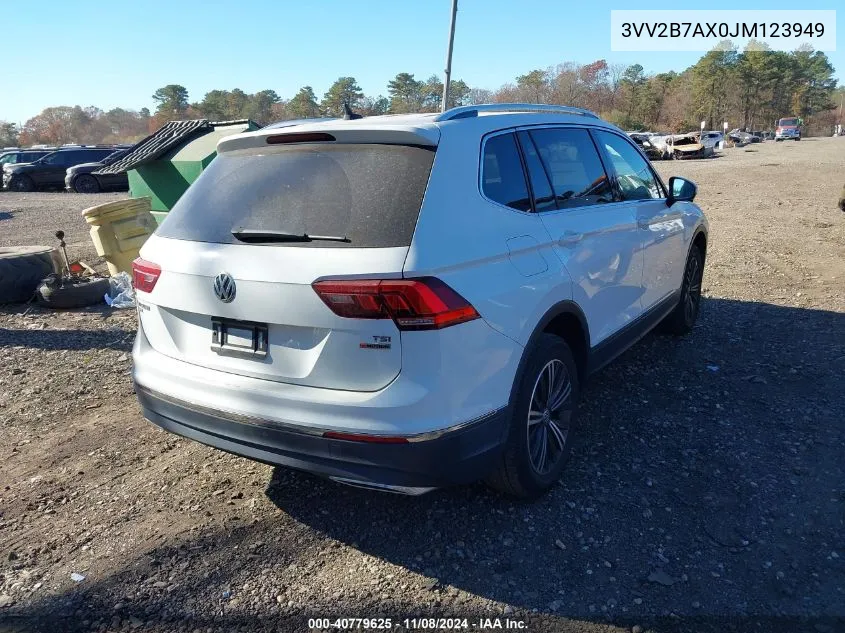 2018 Volkswagen Tiguan 2.0T Se/Sel VIN: 3VV2B7AX0JM123949 Lot: 40779625