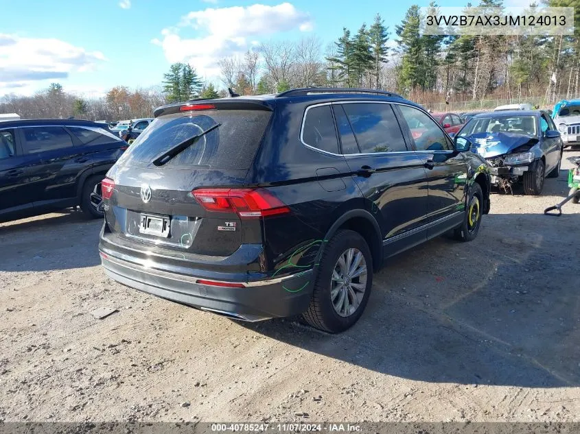 2018 Volkswagen Tiguan 2.0T Se/Sel VIN: 3VV2B7AX3JM124013 Lot: 40785247