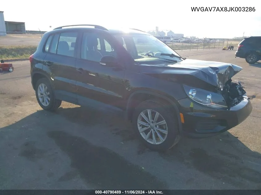 2018 Volkswagen Tiguan Limited 2.0T VIN: WVGAV7AX8JK003286 Lot: 40790489