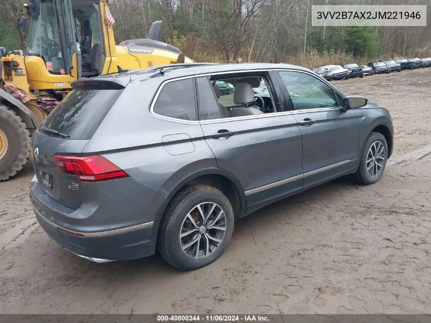 2018 Volkswagen Tiguan 2.0T Se/Sel VIN: 3VV2B7AX2JM221946 Lot: 40800344