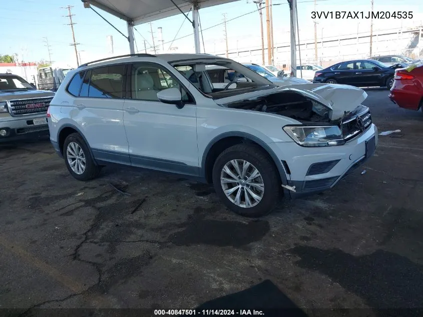 2018 Volkswagen Tiguan 2.0T S VIN: 3VV1B7AX1JM204535 Lot: 40847501