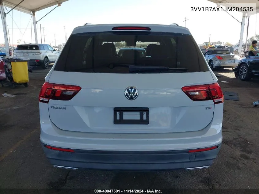 2018 Volkswagen Tiguan 2.0T S VIN: 3VV1B7AX1JM204535 Lot: 40847501