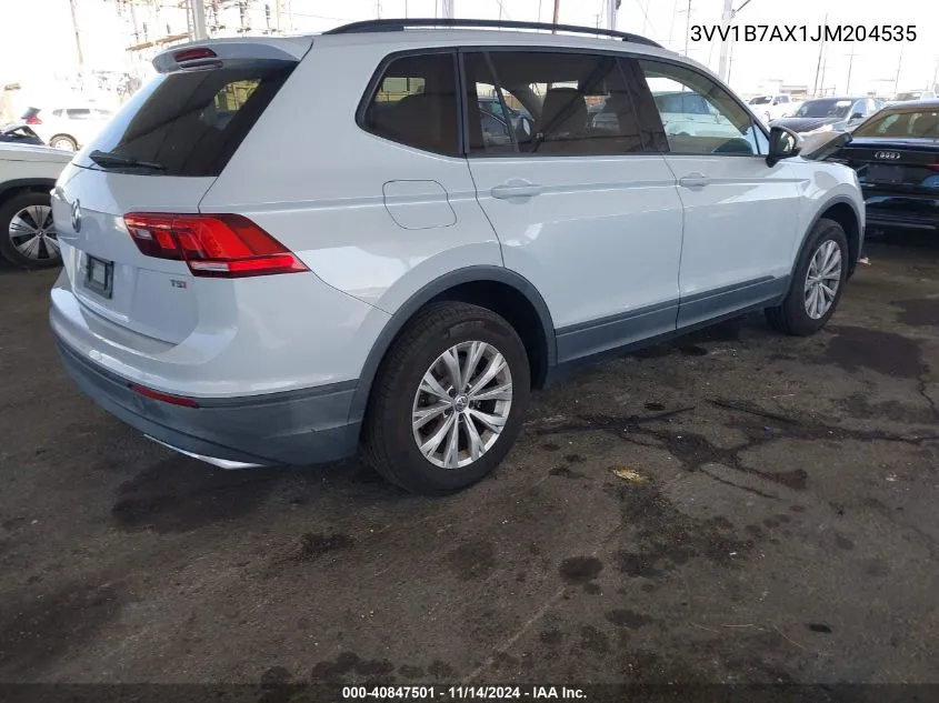 2018 Volkswagen Tiguan 2.0T S VIN: 3VV1B7AX1JM204535 Lot: 40847501