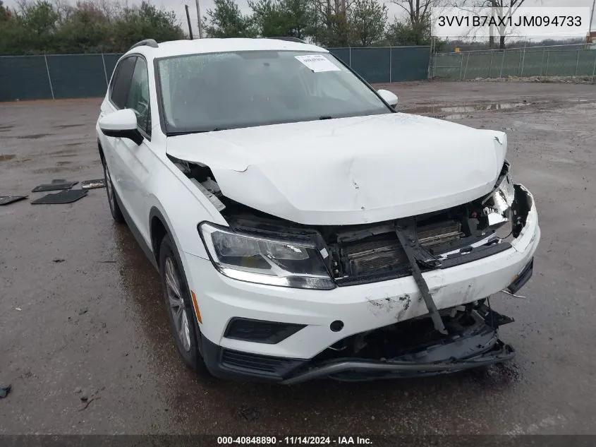 2018 Volkswagen Tiguan 2.0T S VIN: 3VV1B7AX1JM094733 Lot: 40848890