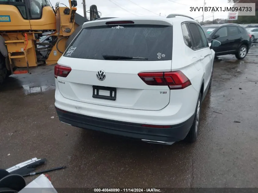 2018 Volkswagen Tiguan 2.0T S VIN: 3VV1B7AX1JM094733 Lot: 40848890