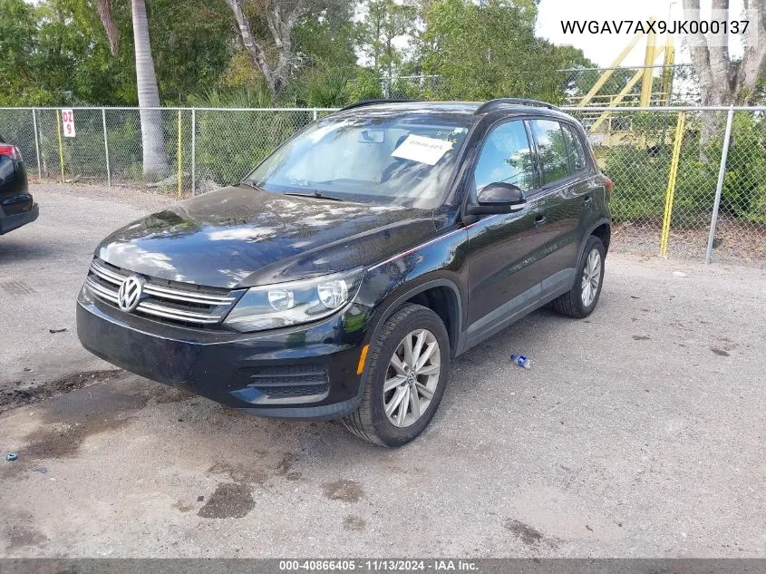 2018 Volkswagen Tiguan Limited 2.0T VIN: WVGAV7AX9JK000137 Lot: 40866405