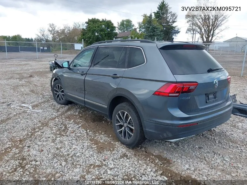 2019 Volkswagen Tiguan VIN: 3VV2B7AX2KM095721 Lot: 12113390