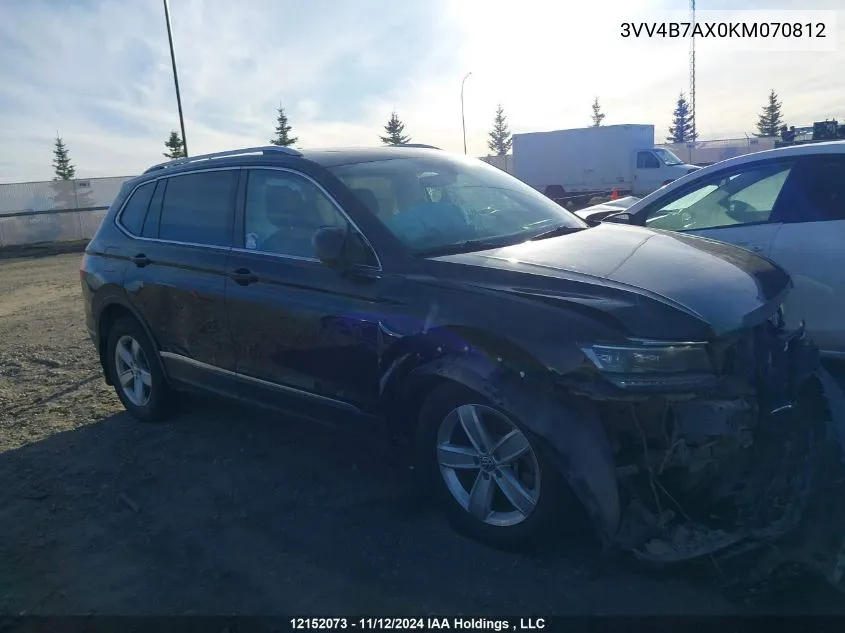 2019 Volkswagen Tiguan VIN: 3VV4B7AX0KM070812 Lot: 12152073