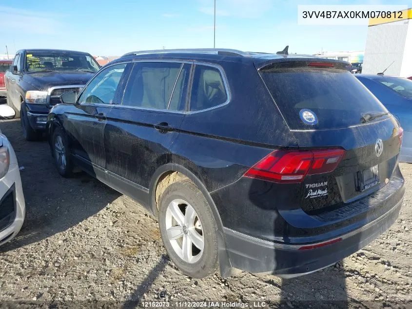 2019 Volkswagen Tiguan VIN: 3VV4B7AX0KM070812 Lot: 12152073