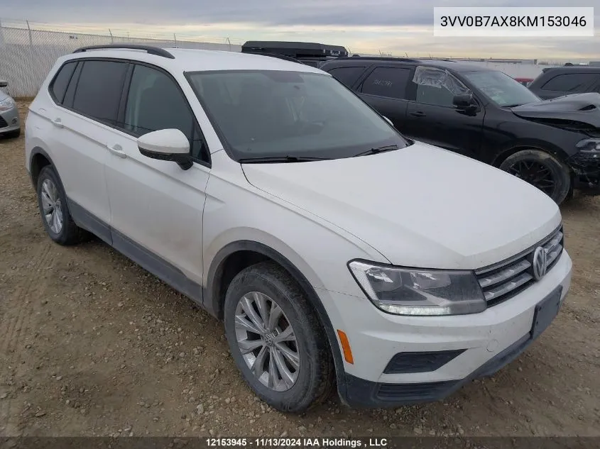 2019 Volkswagen Tiguan VIN: 3VV0B7AX8KM153046 Lot: 12153945