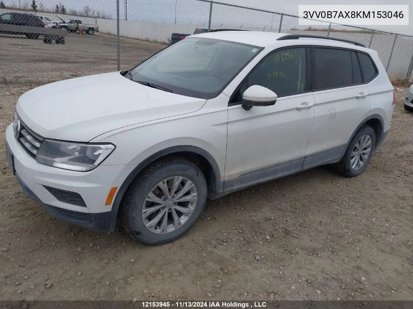 2019 Volkswagen Tiguan VIN: 3VV0B7AX8KM153046 Lot: 12153945