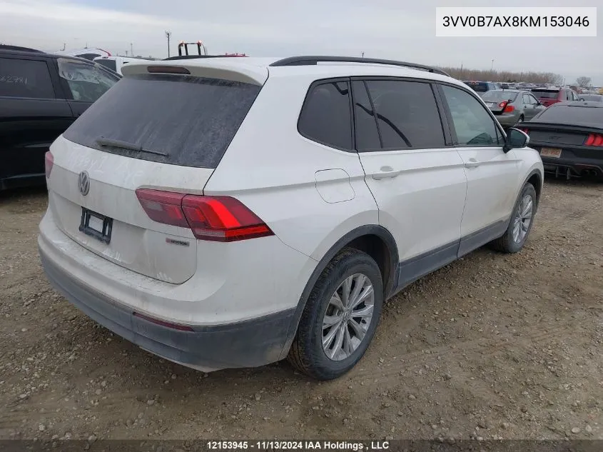 2019 Volkswagen Tiguan VIN: 3VV0B7AX8KM153046 Lot: 12153945