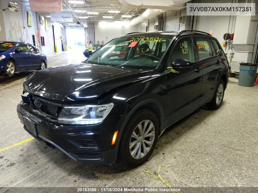 2019 Volkswagen Tiguan Trendline 2.0 Tsi VIN: 3VV0B7AX0KM157351 Lot: 20183586