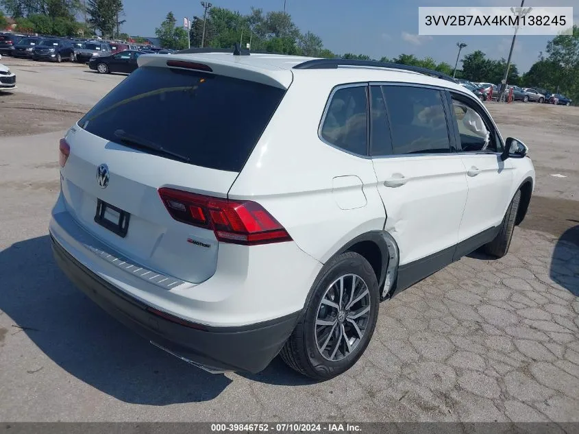 2019 Volkswagen Tiguan 2.0T Se/2.0T Sel/2.0T Sel R-Line/2.0T Sel R-Line Black VIN: 3VV2B7AX4KM138245 Lot: 39846752