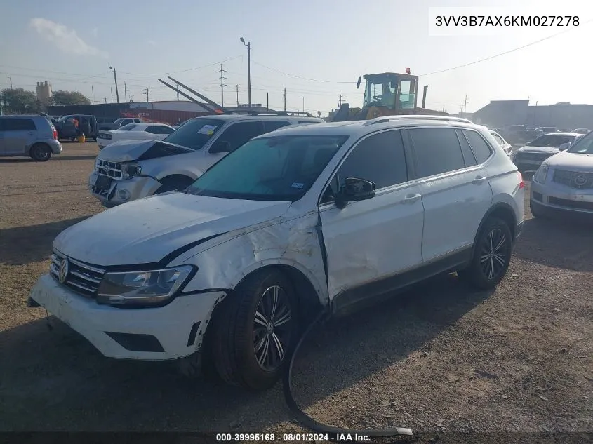 2019 Volkswagen Tiguan 2.0T Se/2.0T Sel/2.0T Sel R-Line/2.0T Sel R-Line Black VIN: 3VV3B7AX6KM027278 Lot: 39995168