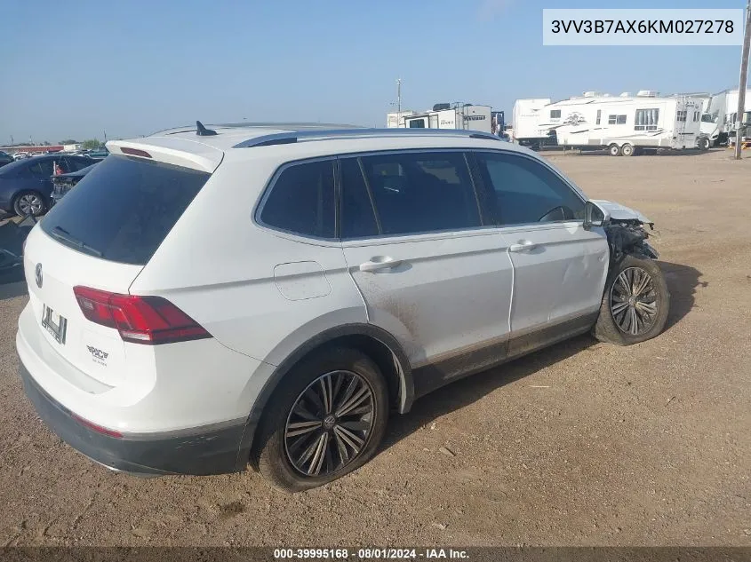 2019 Volkswagen Tiguan 2.0T Se/2.0T Sel/2.0T Sel R-Line/2.0T Sel R-Line Black VIN: 3VV3B7AX6KM027278 Lot: 39995168