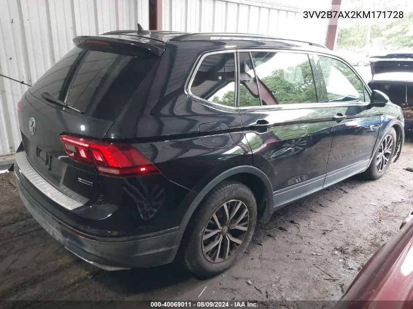 3VV2B7AX2KM171728 2019 Volkswagen Tiguan 2.0T Se/2.0T Sel/2.0T Sel R-Line/2.0T Sel R-Line Black