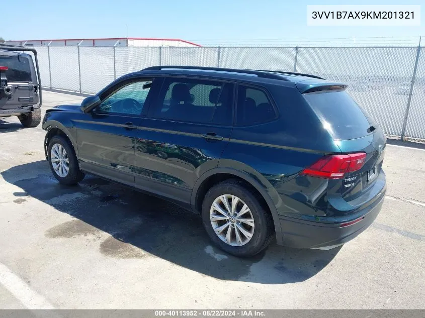 2019 Volkswagen Tiguan 2.0T S VIN: 3VV1B7AX9KM201321 Lot: 40113952