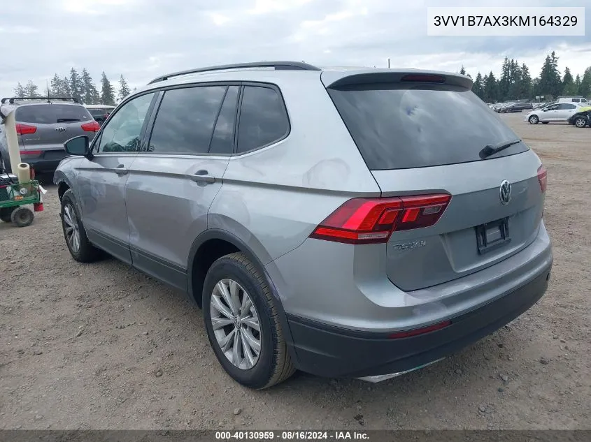 2019 Volkswagen Tiguan 2.0T S VIN: 3VV1B7AX3KM164329 Lot: 40130959