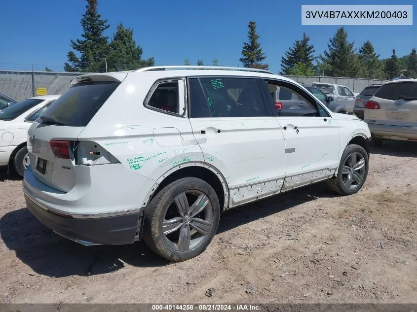 2019 Volkswagen Tiguan Sel Premium/Sel Premium R VIN: 3VV4B7AXXKM200403 Lot: 40144258