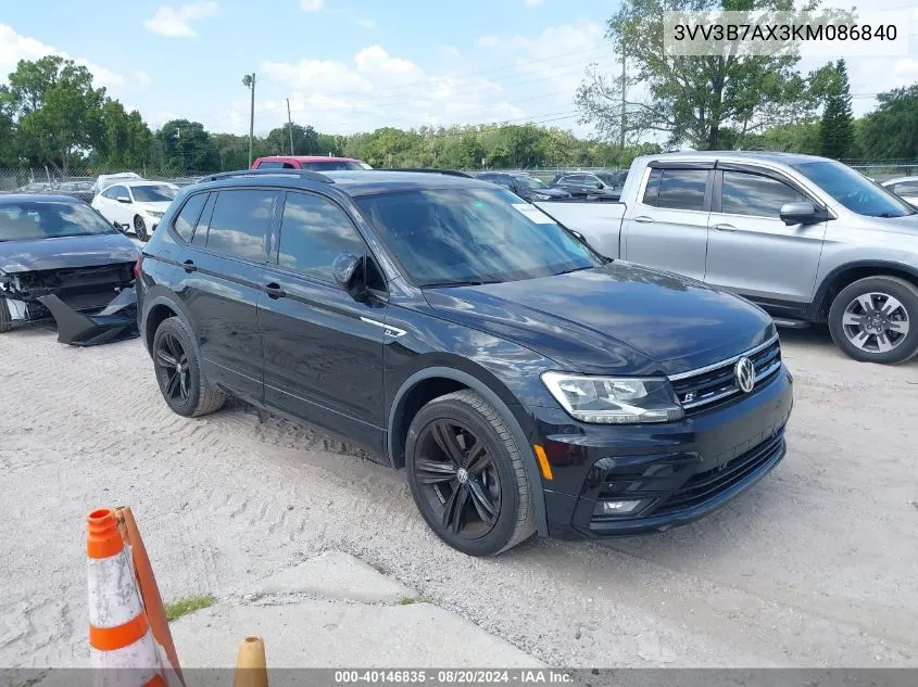 2019 Volkswagen Tiguan Se/Sel/Sel R-Line Jet-Bla VIN: 3VV3B7AX3KM086840 Lot: 40146835