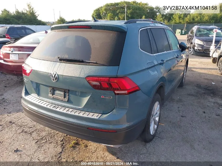 2019 Volkswagen Tiguan 2.0T Se/2.0T Sel/2.0T Sel R-Line/2.0T Sel R-Line Black VIN: 3VV2B7AX4KM104158 Lot: 40153010