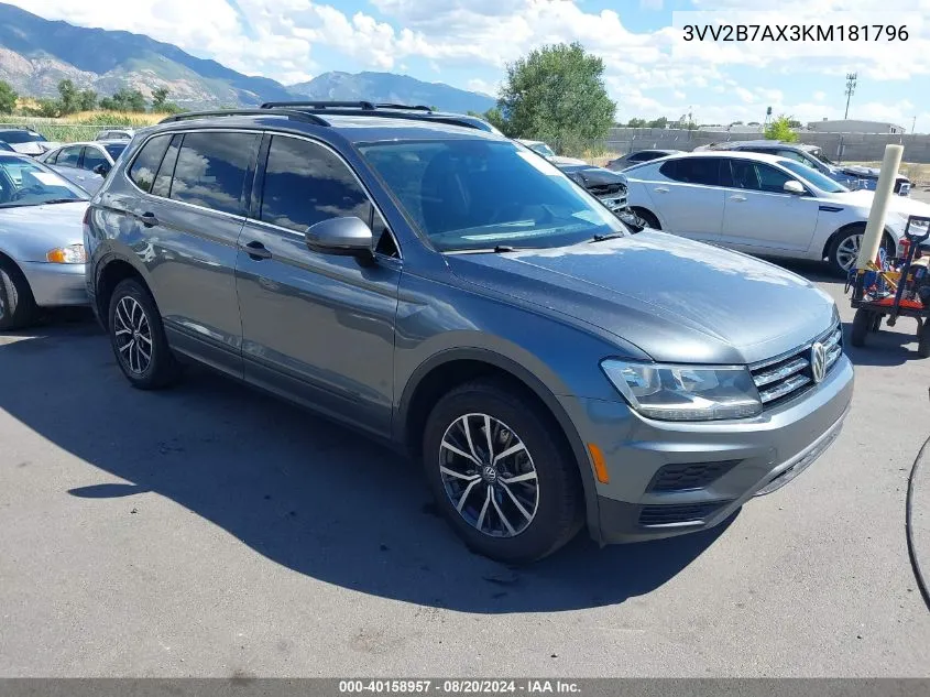 2019 Volkswagen Tiguan 2.0T Se/2.0T Sel/2.0T Sel R-Line/2.0T Sel R-Line Black VIN: 3VV2B7AX3KM181796 Lot: 40158957