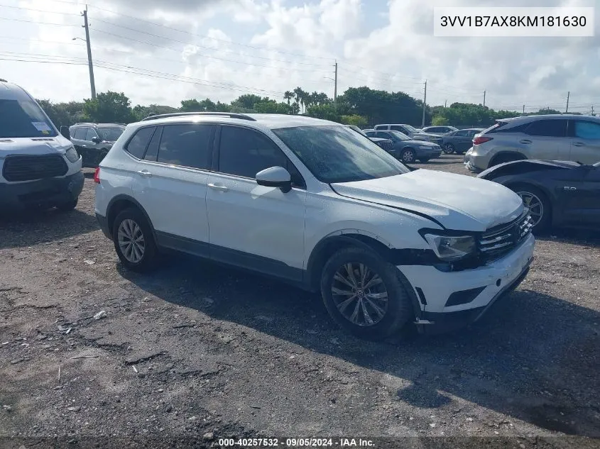 2019 Volkswagen Tiguan S VIN: 3VV1B7AX8KM181630 Lot: 40257532