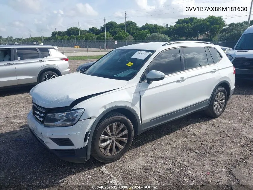 2019 Volkswagen Tiguan S VIN: 3VV1B7AX8KM181630 Lot: 40257532