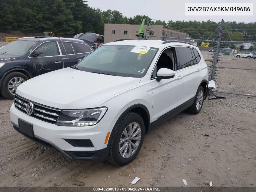 2019 Volkswagen Tiguan Se/Sel/Sel R-Line Jet-Bla VIN: 3VV2B7AX5KM049686 Lot: 40280519