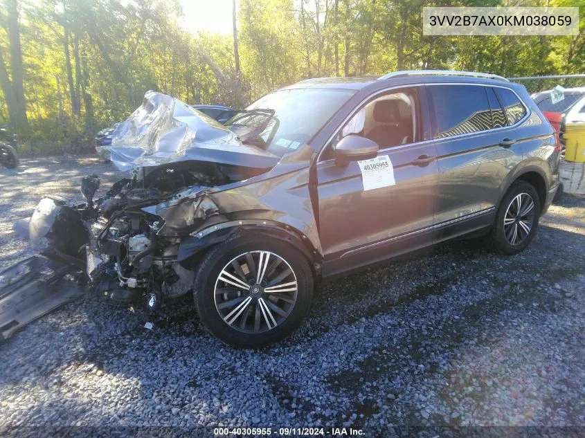 2019 Volkswagen Tiguan 2.0T Sel/2.0T Sel R-Line/2.0T Sel R-Line Black/Se VIN: 3VV2B7AX0KM038059 Lot: 40305955