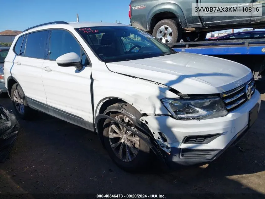 2019 Volkswagen Tiguan 2.0T S VIN: 3VV0B7AX3KM110816 Lot: 40346473