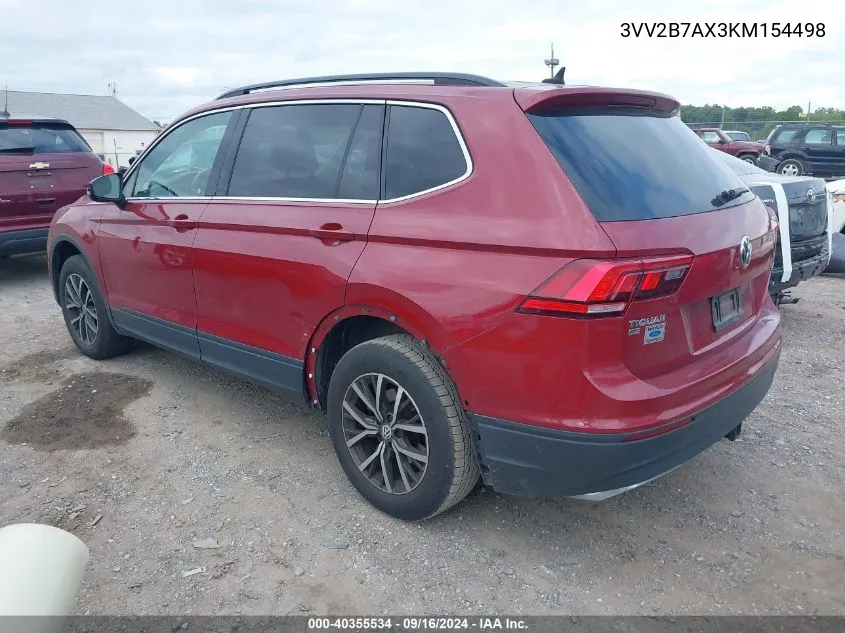 3VV2B7AX3KM154498 2019 Volkswagen Tiguan 2.0T Sel/2.0T Sel R-Line/2.0T Sel R-Line Black/Se