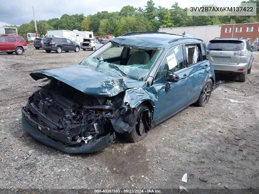 2019 Volkswagen Tiguan VIN: 3VV2B7AX6KM137422 Lot: 40387593