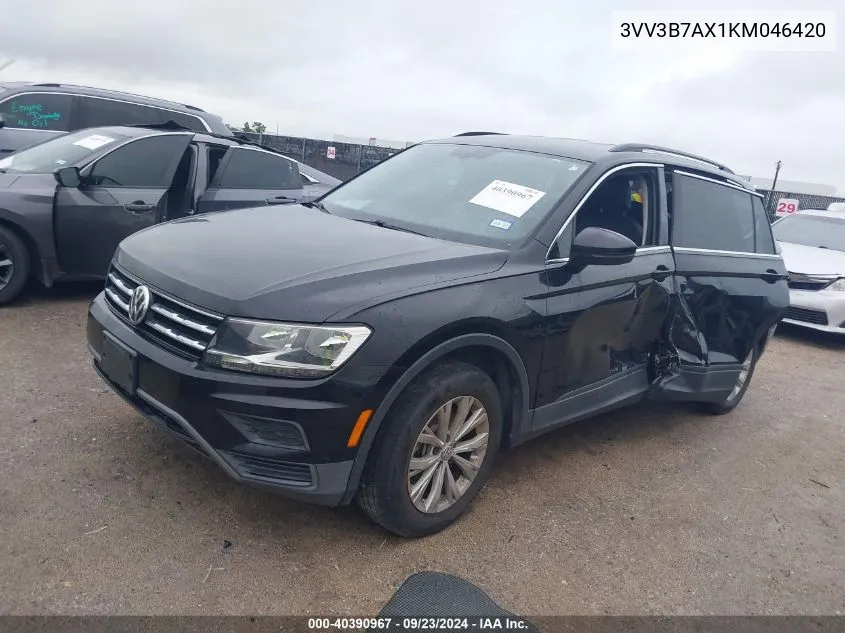 2019 Volkswagen Tiguan Se/Sel/Sel R-Line Jet-Bla VIN: 3VV3B7AX1KM046420 Lot: 40390967