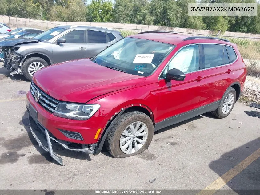 2019 Volkswagen Tiguan Se/Sel/Sel R-Line Jet-Bla VIN: 3VV2B7AX3KM067622 Lot: 40406855