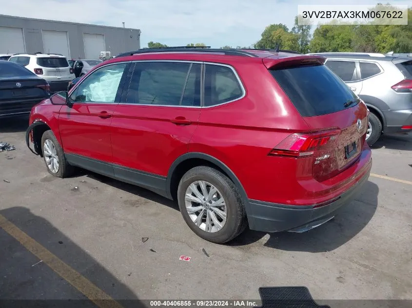 2019 Volkswagen Tiguan Se/Sel/Sel R-Line Jet-Bla VIN: 3VV2B7AX3KM067622 Lot: 40406855