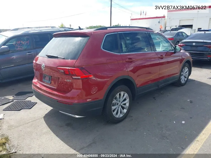 2019 Volkswagen Tiguan Se/Sel/Sel R-Line Jet-Bla VIN: 3VV2B7AX3KM067622 Lot: 40406855