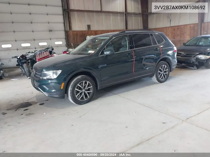 2019 Volkswagen Tiguan 2.0T Sel/2.0T Sel R-Line/2.0T Sel R-Line Black/Se VIN: 3VV2B7AX0KM108692 Lot: 40408590