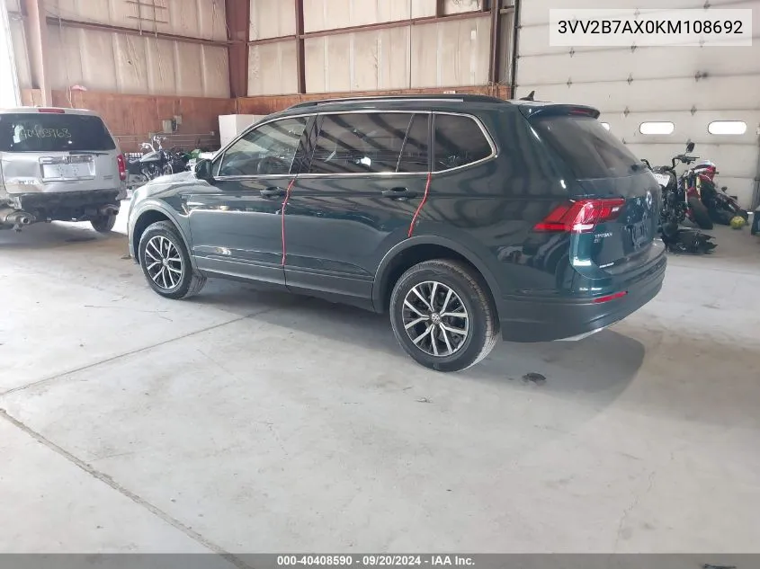 2019 Volkswagen Tiguan 2.0T Sel/2.0T Sel R-Line/2.0T Sel R-Line Black/Se VIN: 3VV2B7AX0KM108692 Lot: 40408590