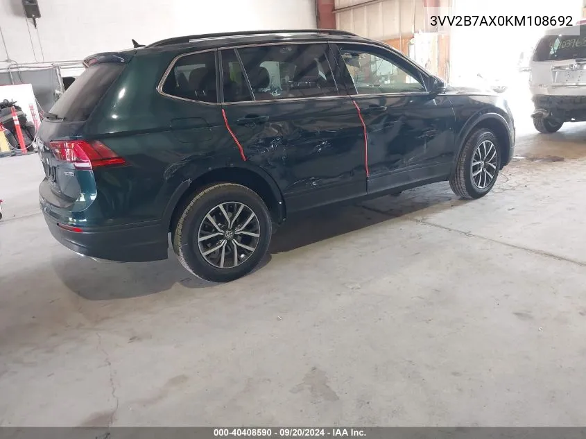 2019 Volkswagen Tiguan 2.0T Sel/2.0T Sel R-Line/2.0T Sel R-Line Black/Se VIN: 3VV2B7AX0KM108692 Lot: 40408590