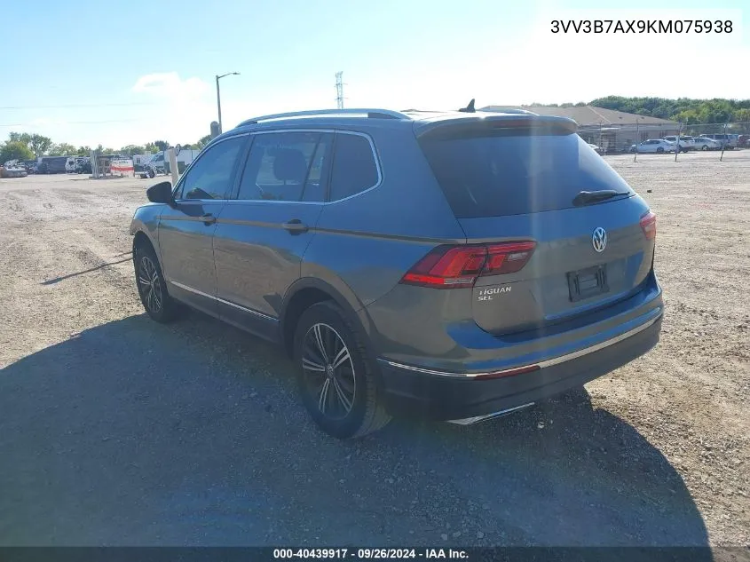 2019 Volkswagen Tiguan 2.0T Se/2.0T Sel/2.0T Sel R-Line/2.0T Sel R-Line Black VIN: 3VV3B7AX9KM075938 Lot: 40439917