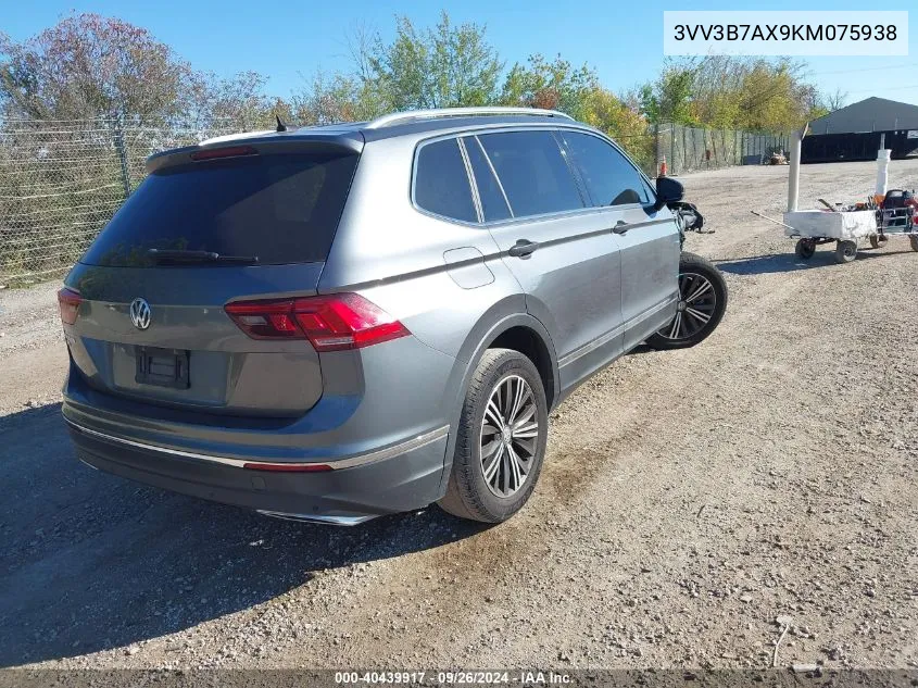 2019 Volkswagen Tiguan 2.0T Se/2.0T Sel/2.0T Sel R-Line/2.0T Sel R-Line Black VIN: 3VV3B7AX9KM075938 Lot: 40439917