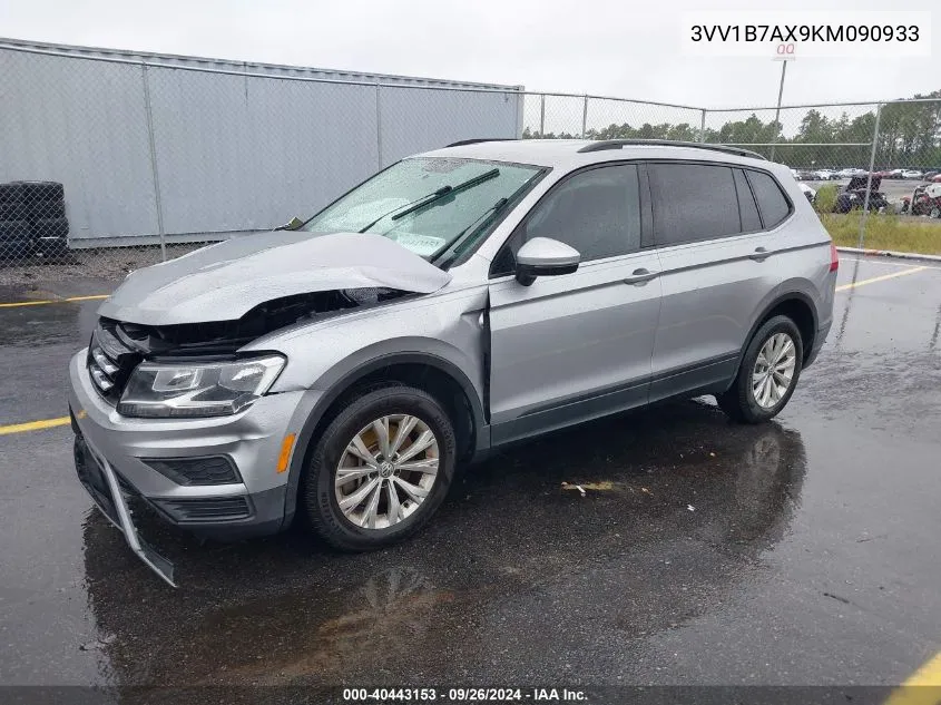 2019 Volkswagen Tiguan 2.0T S VIN: 3VV1B7AX9KM090933 Lot: 40443153