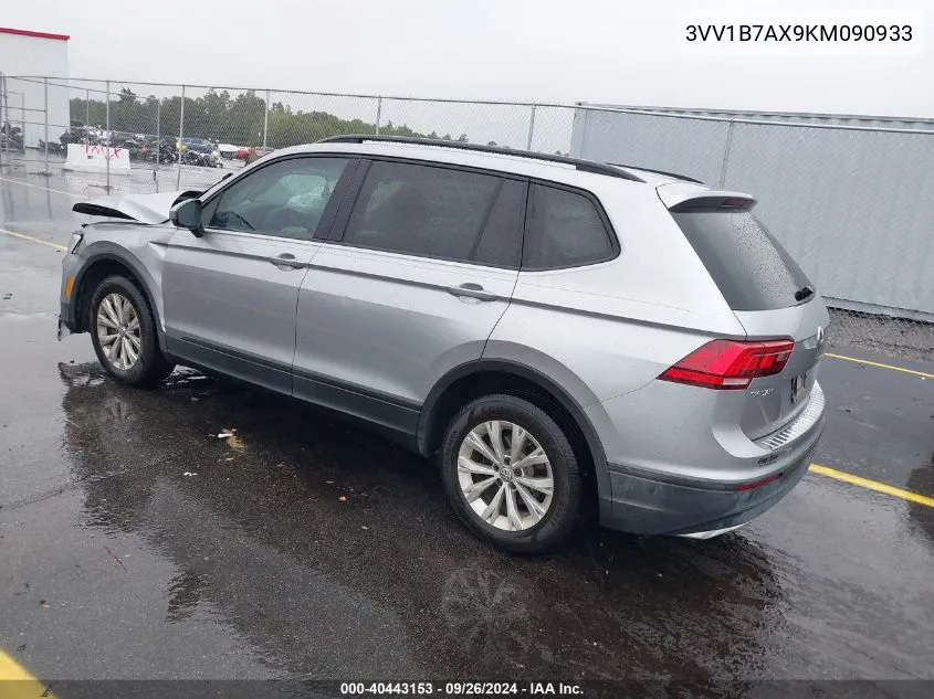 2019 Volkswagen Tiguan 2.0T S VIN: 3VV1B7AX9KM090933 Lot: 40443153